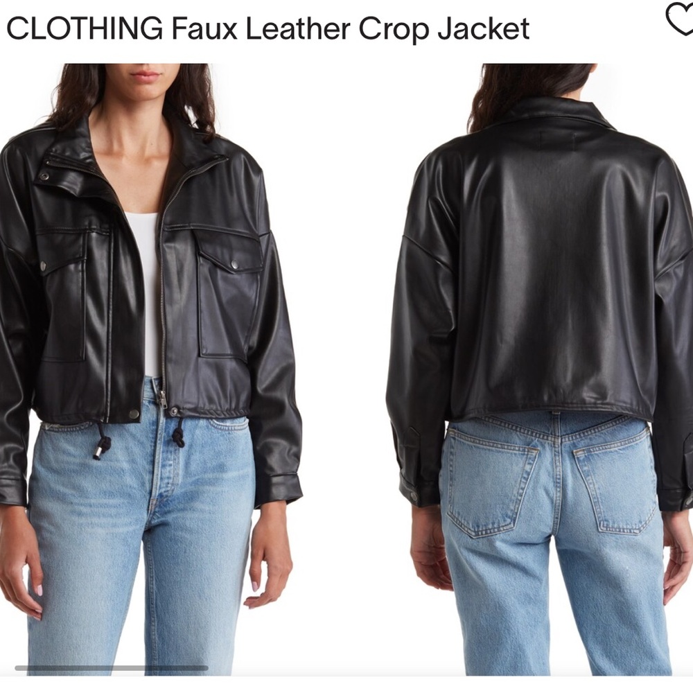 Industry Republic Clothing Black Faux Leather Crop Jacket